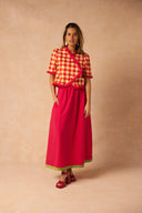 ENSEMBLE OUVRE TON COEUR PARMI LES FLEURS - VICHY / FRAMBOISE