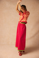 ENSEMBLE OUVRE TON COEUR PARMI LES FLEURS - VICHY / FRAMBOISE