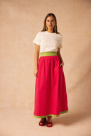 LA JUPE PARMI LES FLEURS - FRAMBOISE